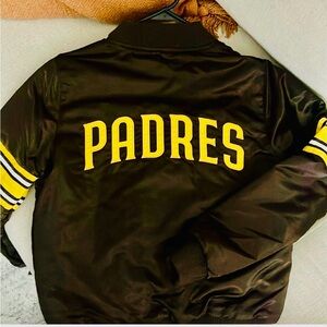 STARTER SAN DIEGO PADRES Brown and Gold Satin Jacket. Light / Mid Weight